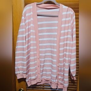 Striped Pink and White Women's Sweater